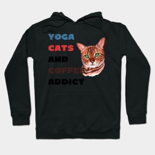 Yoga cats and coffee addict funny quote for yogi Hoodie